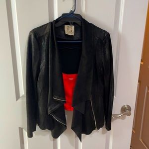 PPLA drape jacket, coated black, size large, nearly new